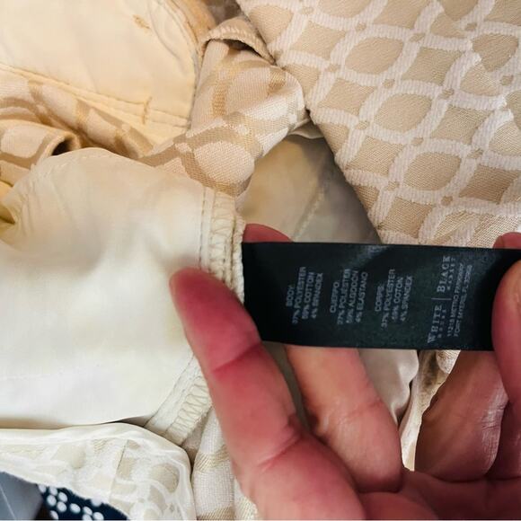 WHBM tan white geometric preppy trouser chino shorts 2 - Picture 5 of 5